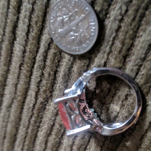 Pink stone silver ring size 6 - Picture 2 of 8